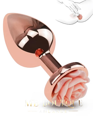 Plug Rosa Luxuoso com Base de Flor - Sensualidade, Elegância e Estímulo Profundo