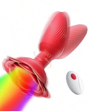 Plug Vibrador Rosa 360° com Controle Remoto - Estímulo Profundo, Rotação Envolvente e Elegância Incomparável