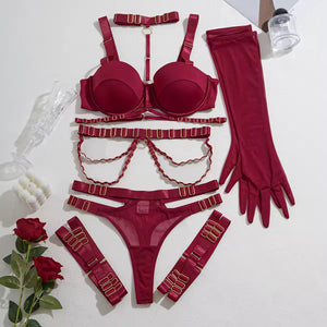 Lingerie Vermelha com Cintas Estruturadas – Impacto visual e presença marcante