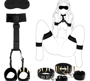 Conjunto com Algemas Ajustáveis, Tiras de Contenção e Venda - , Domínio e Exploração  para Casais Iniciantes ou Ousados