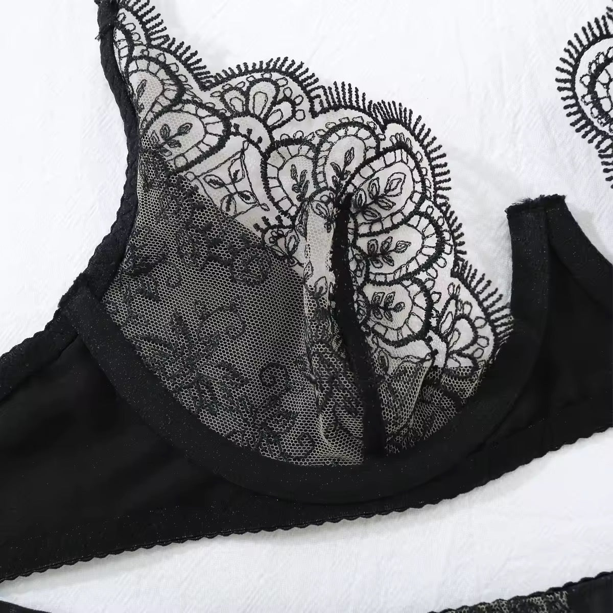 Conjunto Renda Transparente com Luvas – Luxo, Sedução e Sofisticação