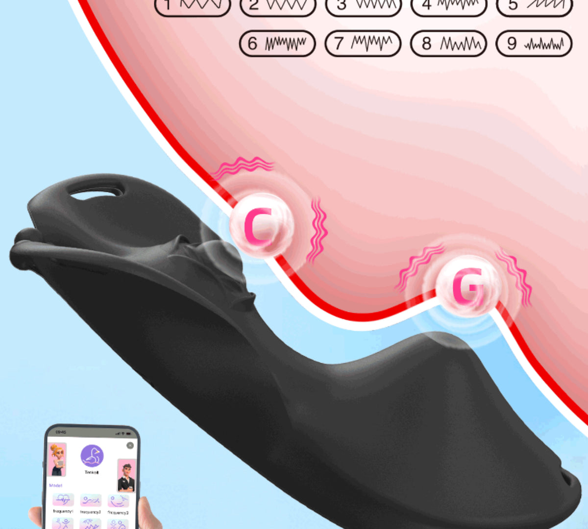 Vibrador de Borboleta Vestível com 9 Modos - Controle via App, Estimulação +Ultrassilencioso e Recarregável
