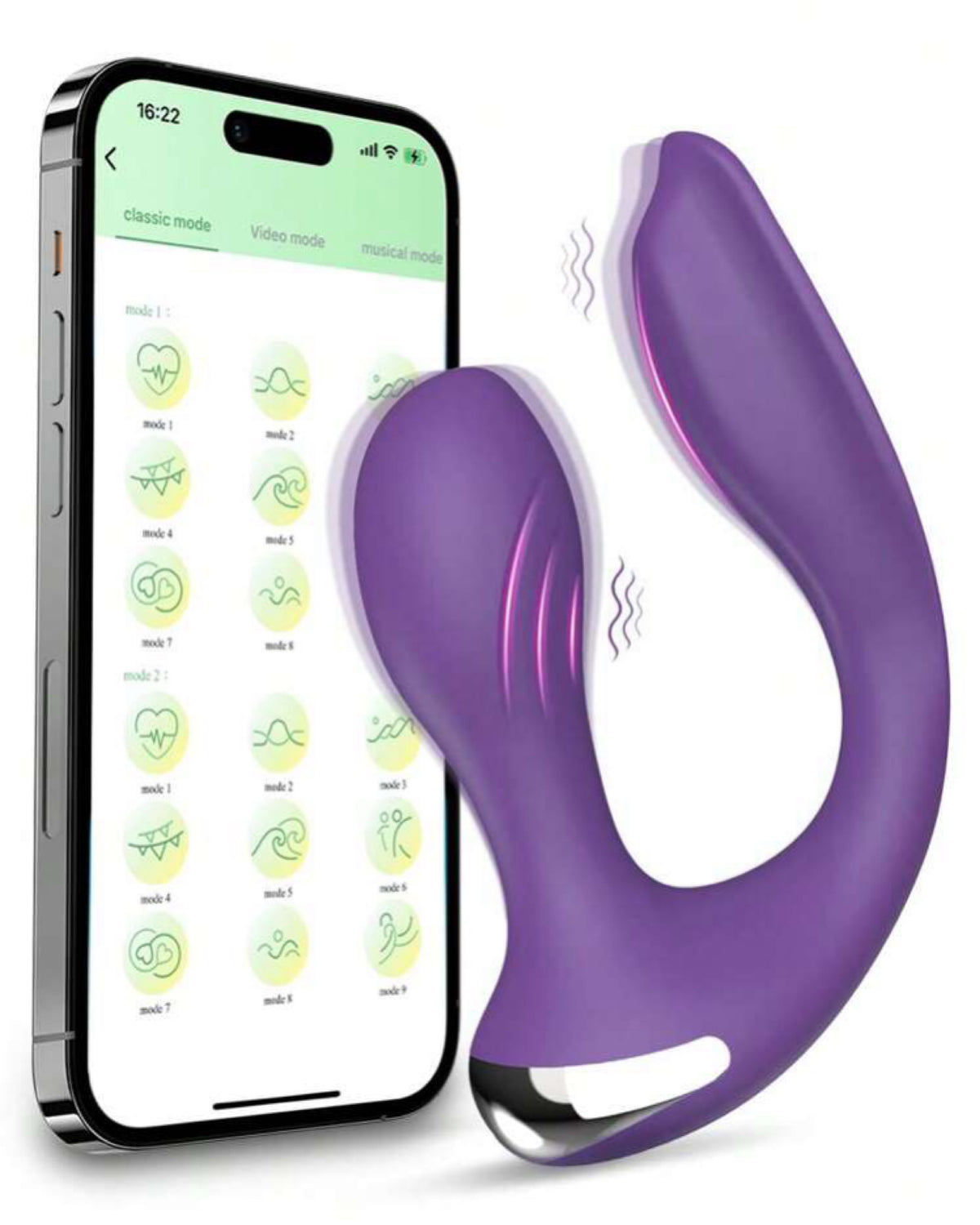 Vibrador com Controle por App - Estímulo Duplo Conexão à Distância, Vibração Poderosa e Design Anatômico com Recarga Magnética