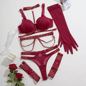 Lingerie Vermelha com Cintas Estruturadas – Impacto visual e presença marcante