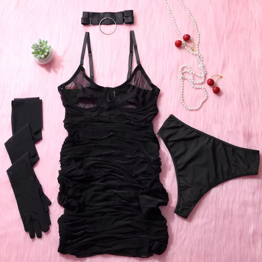Vestido Transparente Sensual + Sutiã Recorte Underboob