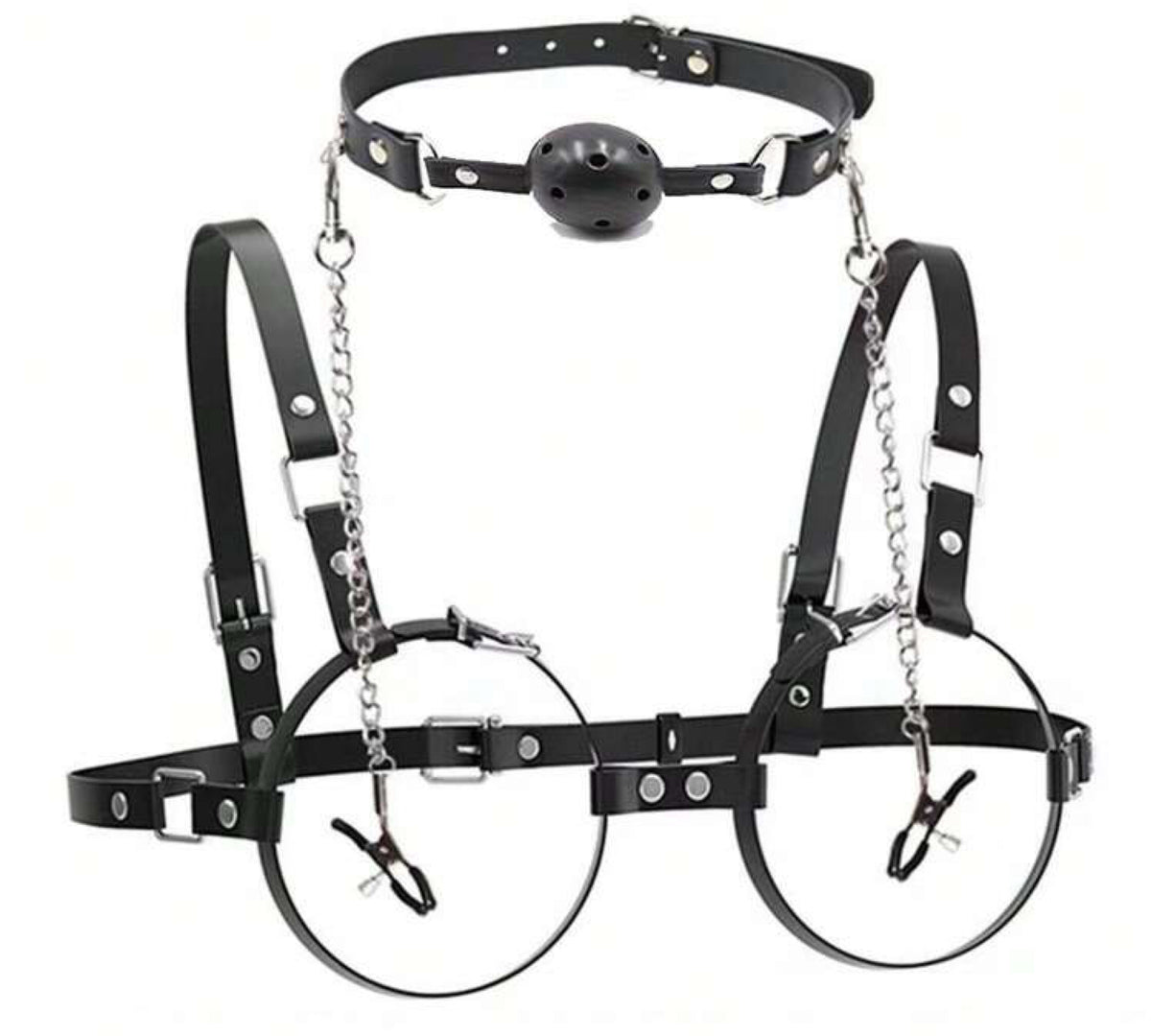 Conjunto Dominatrix com Corsete de Correntes e Mordaça de Bola - Ajustável, Provocante e Intenso