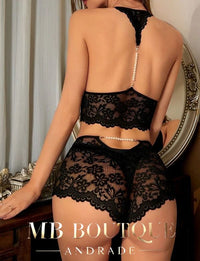 Baby doll transparente com detalhes em pérolas (pérolas removíveis para lavagem)