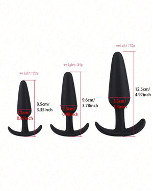 3 Plug em Silicone com Base em T - Conforto, Segurança e Sensações Progressivas para Todos os Níveis