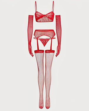 Lingerie Vermelha com Cinta-Liga – Impactante e elegante na medida certa