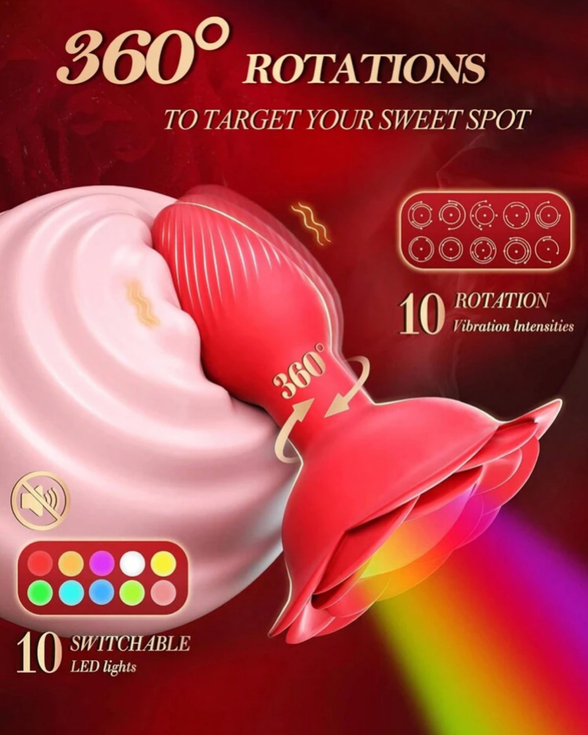 Plug Vibrador Rosa 360° com Controle Remoto - Estímulo Profundo, Rotação Envolvente e Elegância Incomparável