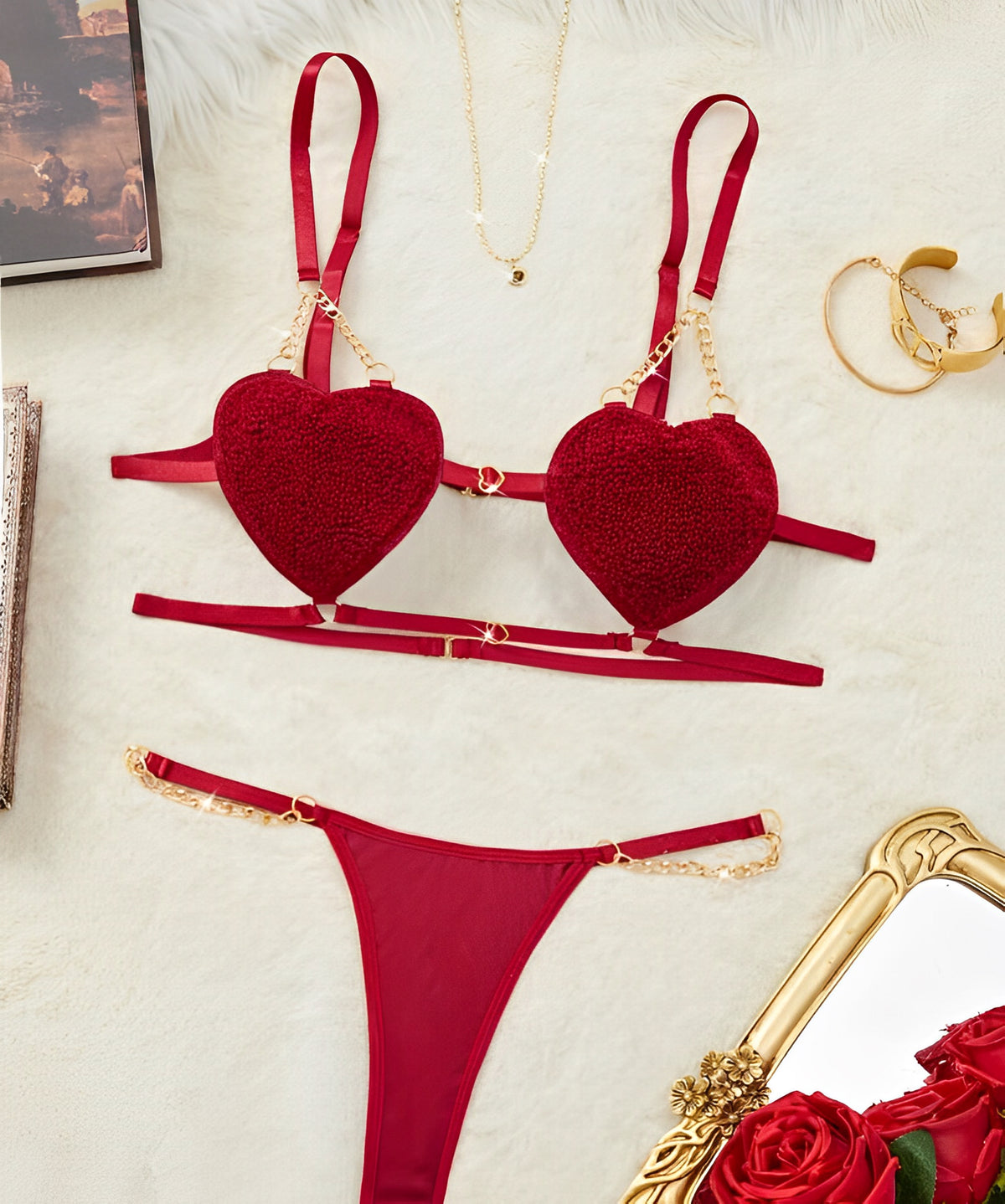 Lingerie Corações Vermelhos – Irresistível e lúdica como um presente apaixonado