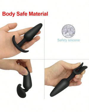 3 Plug em Silicone com Base em T - Conforto, Segurança e Sensações Progressivas para Todos os Níveis