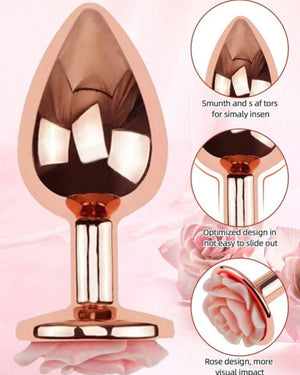 Plug Rosa Luxuoso com Base de Flor - Sensualidade, Elegância e Estímulo Profundo