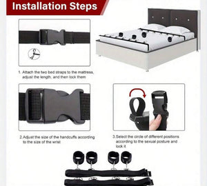 4 em 1 - Algemas Sob a Cama com Ajuste Universal e Travas Ergonômicas para Pulsos e Tornozelos - Sistema de Restrição