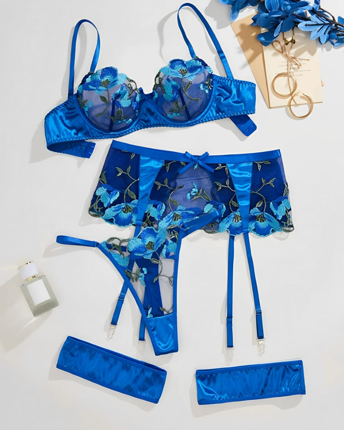 Conjunto de Lingerie Azul – Luxo e Sensualidade em Cada Detalhe! 🔥