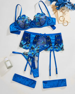 Conjunto de Lingerie Azul – Luxo e Sensualidade em Cada Detalhe! 🔥