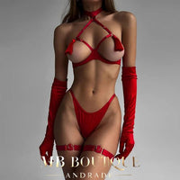 Lingerie com ligas de perna (não acompanha luvas)