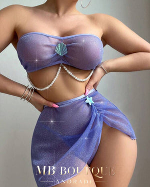Conjunto Transparente com Pérolas – O Encanto da Sedução