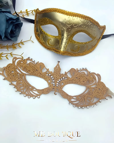 Kit Máscaras Venezianas Douradas Casal