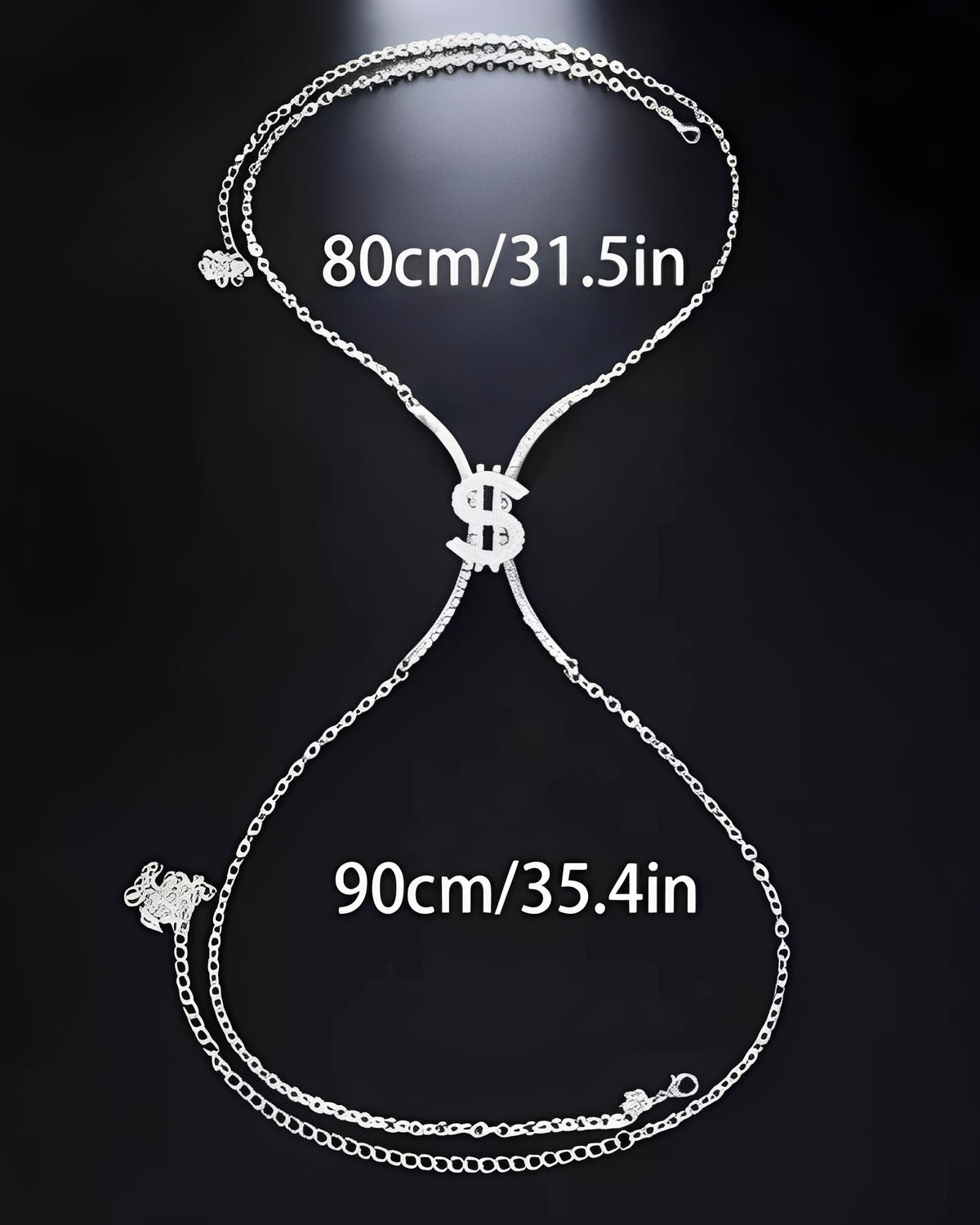 Colar Corporal Feminino em Strass com Símbolo de Dólar
