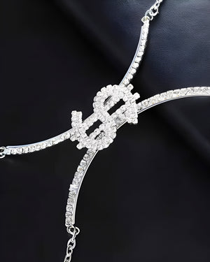 Colar Corporal Feminino em Strass com Símbolo de Dólar