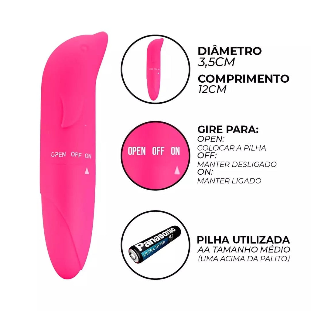 Acessório rosa com indicações de medidas e alimentação