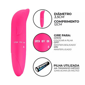 Acessório rosa com indicações de medidas e alimentação