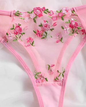 Conjunto Bella Fiore em Tule Transparente Bordado
