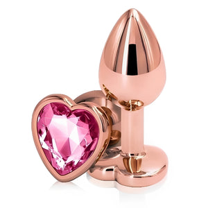 Plug Anal de Metal Rosa Ouro com Pedra Coração