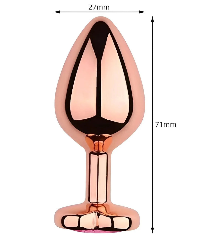 Plug Anal de Metal Rosa Ouro com Pedra Coração