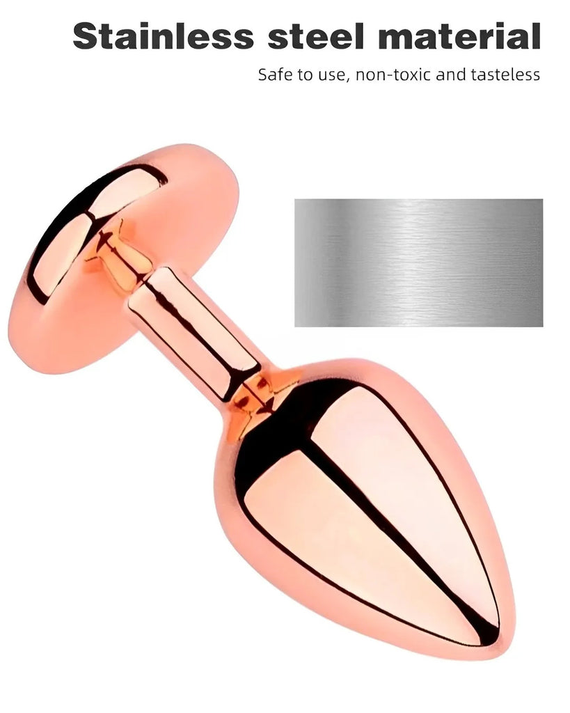 Plug Anal de Metal Rosa Ouro com Pedra Coração