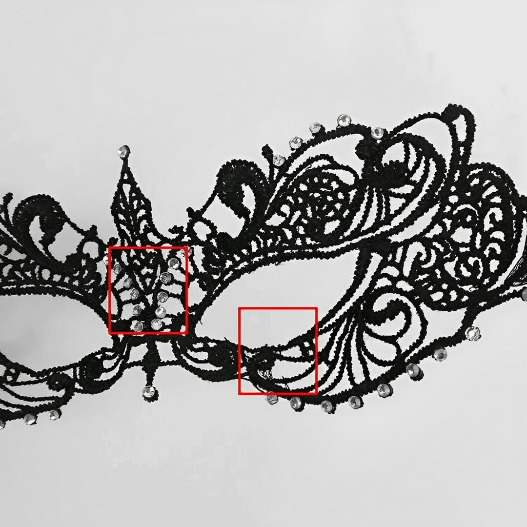 Máscara de Renda Sensual com Strass para Fantasias Eróticas, Festas e Jogos de Sedução