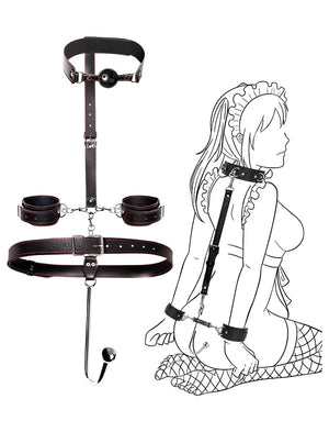 Kit Bondage Preto com Coleira e Algemas