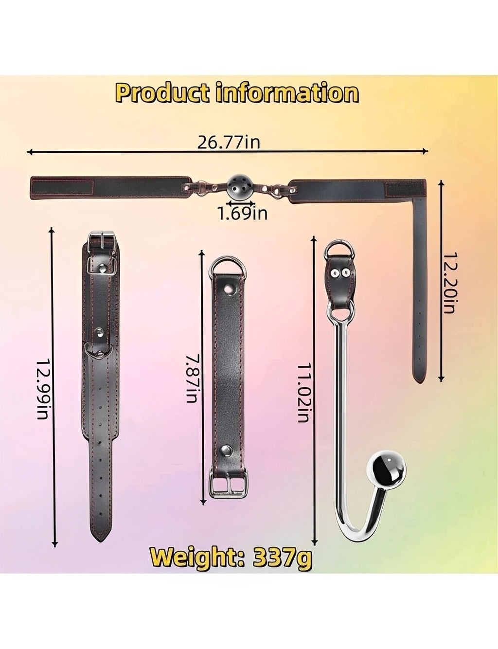 Kit Bondage Preto com Coleira e Algemas