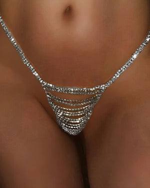 Calcinha Corrente com Strass - Coleção Gold | Lingerie Joia de Luxo - Para noites ousadas