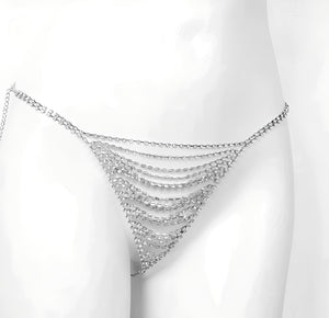 Calcinha Corrente com Strass - Coleção Gold | Lingerie Joia de Luxo - Para noites ousadas
