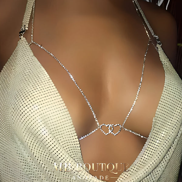 Body Chain Corações Duplos - Coleção Gold