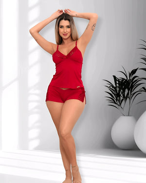 Short Doll Feminino em Microfibra com Renda - Conjunto P ao GG