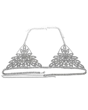 Sutiã de Strass Luxo Prata - Top Brilhante para Festa e Balada - Coleção Gold