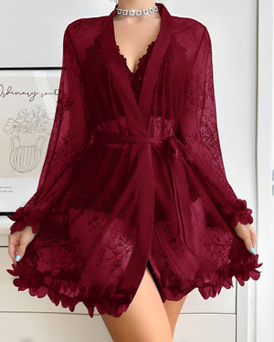 Conjunto Babydoll com Robe de Renda