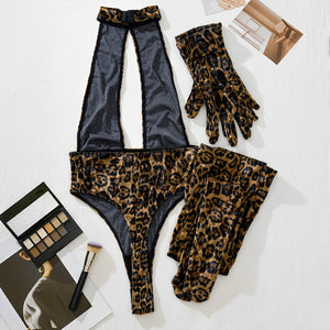 Body Sexy Animal Print - Poder Selvagem e Elegância Atemporal - com luvas e meias