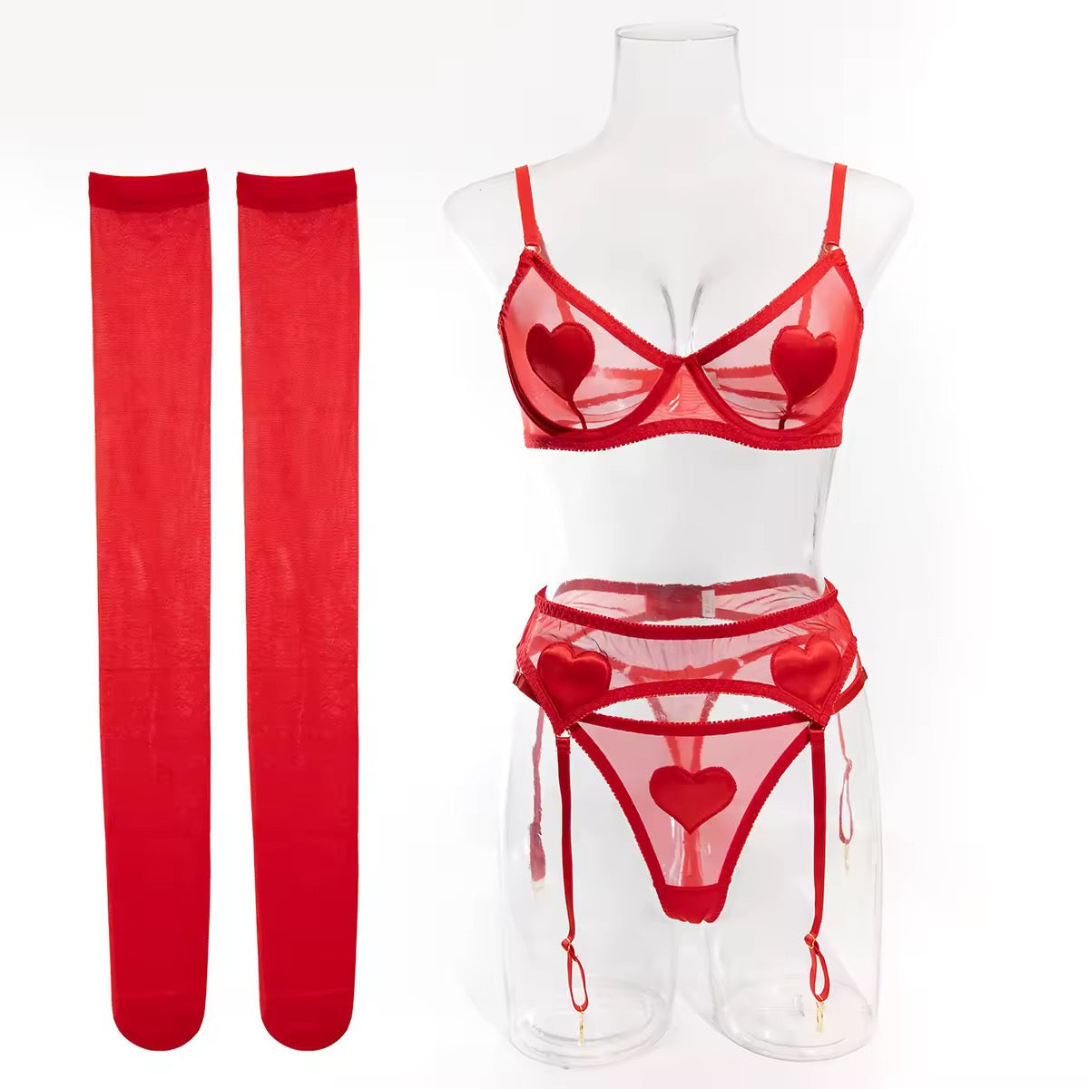 Conjunto Corações Vermelhos - Doce, Sensual e Apaixonante