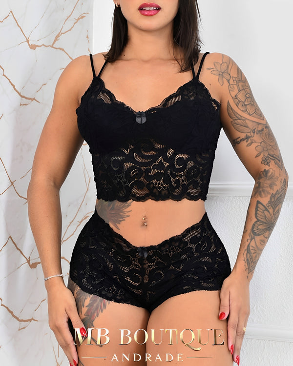 BabyDoll Letícia - Renda Preta, , Clássico e com Modelagem