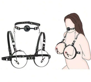 Conjunto Dominatrix com Corsete de Correntes e Mordaça de Bola