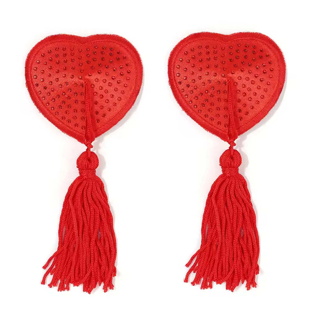 Tapa-Seios Coração com Tassel - Toque Burlesco e Divertido