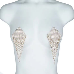 Tapa-Seios Gota de Cristal com Corpo de Strass - Luxo Máximo e Impacto Visual