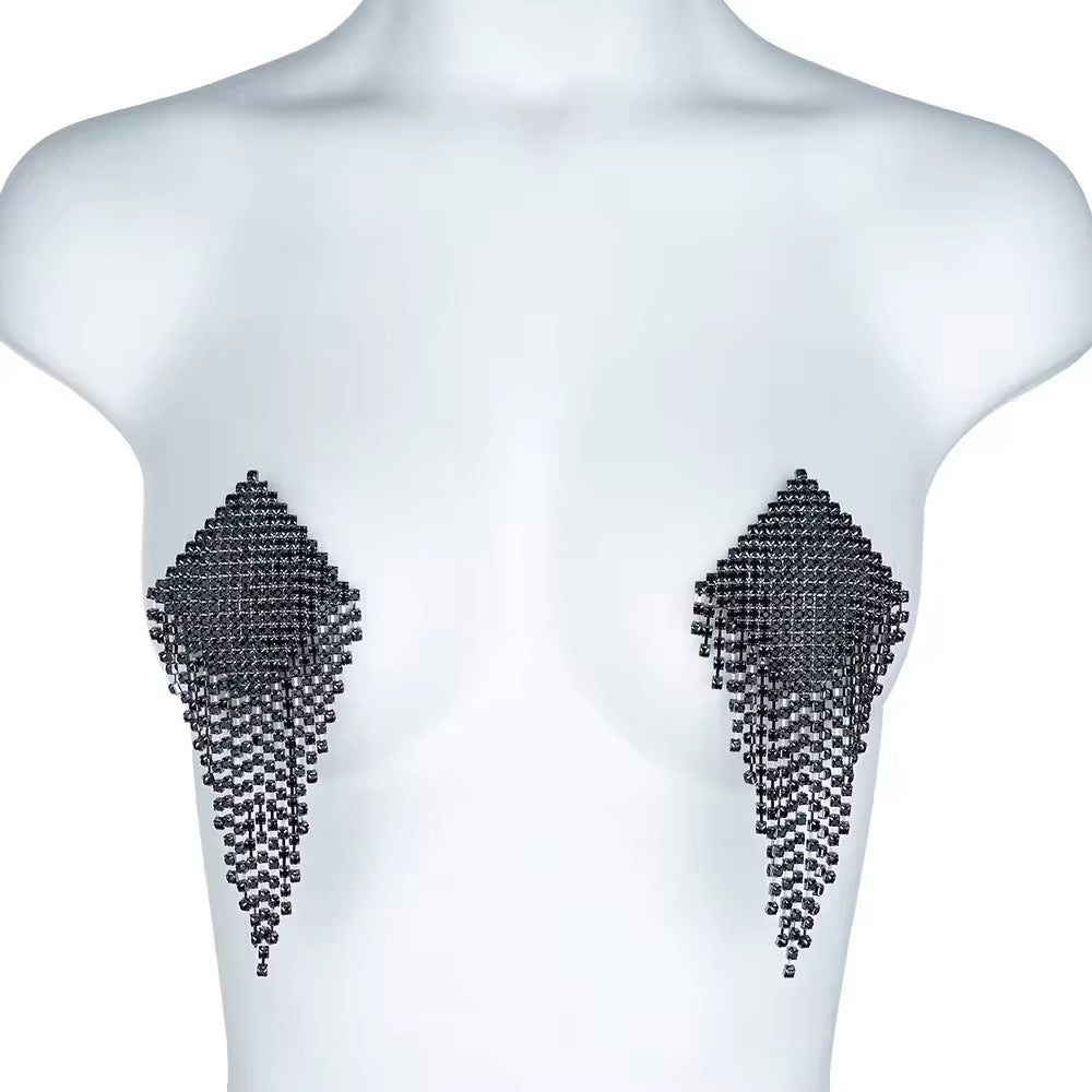 Tapa-Seios Gota de Cristal com Corpo de Strass - Luxo Máximo e Impacto Visual