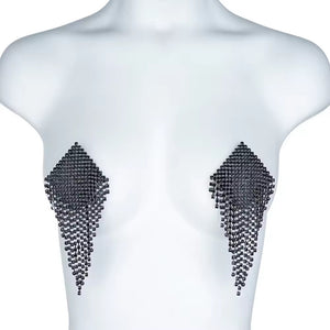 Tapa-Seios Gota de Cristal com Corpo de Strass - Luxo Máximo e Impacto Visual