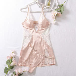 Camisola Rosé Angel - Acetinada com Renda e Detalhe Vazado