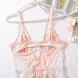 Camisola Rosé Angel - Acetinada com Renda e Detalhe Vazado